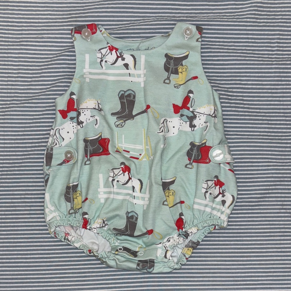 Heyward House Bubble Romper - Horse Equestrian Print 6-9 month